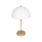 GLOBOSTAR® GAZETA 203-0303 Μοντέρνο Επιτραπέζιο Φωτιστικό Πορτατίφ με Ντουί 1 x E27 AC 220-240V IP20 - Λευκό & Μπρονζέ  - Μ25 x Π25 x Υ39cm