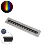 GLOBOSTAR® UNDERGROUNDREMVI 90193 Χωνευτή Μπάρα Φωτισμού Wall Washer LED 12W 1020lm 10° DC 24V Αδιάβροχο IP68 Πολύχρωμο RGBW Dimmable DMX512 - Bridgelux SMD Chip - Ανοξείδωτο Ατσάλι SS316 - Μ50 x Π9 x Υ7.2cm / Q48.5 x 7.5cm - 3 Χρόνια Εγγύηση - Image 2