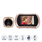 GloboStar® 86066 Επαναφορτιζόμενη Ψηφιακή Έξυπνη Camera Εξώπορτας 90° Μοιρών με Έγχρωμη Οθόνη 3.5" Inches - USB - Νυχτερινή Όραση με LED IR - Κουδούνι - Χρυσό - Image 2