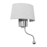 GLOBOSTAR® ELEGANT 01493 Μοντέρνο Φωτιστικό Τοίχου - Απλίκα Ξενοδοχείου Reading Light με Ντουί 1 x E27 LED 3W 360lm 36° AC 220-240V IP20 Θερμό Λευκό 2700K - Bridgelux COB Chip - Ασημί & Λευκό - Μ26 x Π16.5 x Υ33cm - 2 Χρόνια Εγγύηση - Image 2