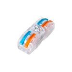 GLOBOSTAR® FAST-CONNECT 69907 Διπλή Κλέμα Ταχείας Σύνδεσης & Διακλάδωσης Καλωδίων - 2 x Είσοδοι & 2 x Έξοδοι με Συμβατή Διατομή Καλωδίων 0.08mm² έως 2.5mm² - 250V/4KV 32A Max IP20 - Διάφανο με Πορτοκαλί & Μπλε - Μ2 x Π4 x Υ1.5cm - Πακέτο 5 Τεμαχίων - Image 2
