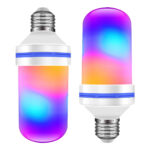 GLOBOSTAR® TUBULAR 76076 Λάμπα E27 LED 9W 350lm 260° AC 220-240V IP20 Πολύχρωμο RGB με 4 Λειτουργίες Εφέ Φλόγας & Αναστροφή - Λευκό Γαλακτερό - Μ6 x Π6 x Υ15cm - 2 Χρόνια Εγγύηση - Image 2