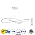 GLOBOSTAR® DEXTER 60918 Μοντέρνο Κρεμαστό Φωτιστικό Οροφής LED 120W 13440lm 300° AC 220-240V IP20 Ρυθμιζόμενο Λευκό CCT με Χειριστήριο από 2700K έως 6000K Dimmable - Lumileds SMD Chip - Λευκό Ματ - Μ103 x Π103 x Υ22cm - 3 Χρόνια Εγγύηση - Image 2