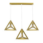 GLOBOSTAR® TRIANGLE 00625 Μοντέρνο Κρεμαστό Φωτιστικό Οροφής με Ντουί 3 x E27 AC 220-240V IP20 - Χρυσό - Μ70 x Π22 x Y130cm - Image 2