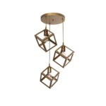 GLOBOSTAR® DISE 201-0057 Μοντέρνο Κρεμαστό Φωτιστικό Οροφής με Ντουί 3 x E27 AC 220-240V IP20 - Χρυσό - Μ48 x Π48 x Υ65cm - Image 2