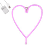 GloboStar® 78593 Φωτιστικό Ταμπέλα Φωτεινή Επιγραφή NEON LED Σήμανσης HEART LINE 5W με Καλώδιο Τροφοδοσίας USB - Μπαταρίας 3xAAA (Δεν Περιλαμβάνονται) - Ροζ - Image 2