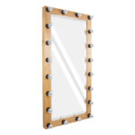 GloboStar® MAKEUP MIRROR-160x80-1 Μοντέρνος Καθρέπτης Μακιγιάζ με Πλαίσιο Φυσικού Ξύλου με Διακόπτη On/Off 20 x E27 AC220-240V - Μ80 x Π7 x Υ160cm - Μπεζ Δρυς - Image 2