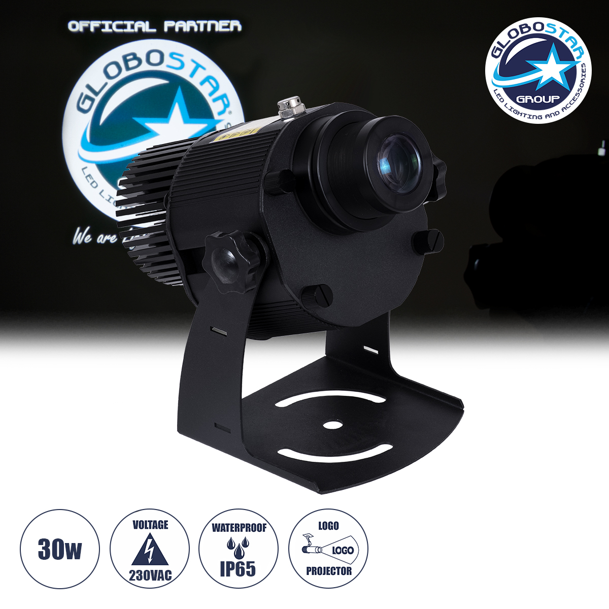 51177_1 GloboStar® PROJECTOR 51177 LED Προτζέκτορας Διαφημιστικού Λογότυπου GloboStar Official Partner Εξωτερικού Χώρου - 30W AC 220-240V IP65 - Μ22 x Π18.5 x Υ22cm - 2 Χρόνια Εγγύηση - Image 1