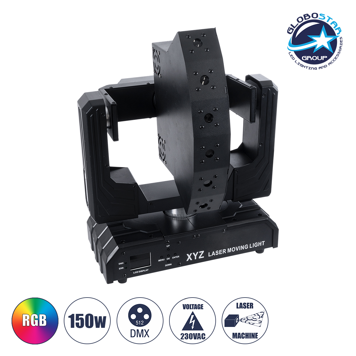 51199_1 GloboStar® HADES 51199 Επαγγελματική Κινούμενη Ρομποτική Μπάρα Super LASER BEAM Light 150W - 6 x 1W Laser - 300mW RED/638nm - 100mW GREEN/531nm - 600mW BLUE/442nm - AC 220V-240V IP20 3in1 RGB DMX512 - Μ36 x Π25 x Υ46cm - 2 Χρόνια Εγγύηση - Image 1