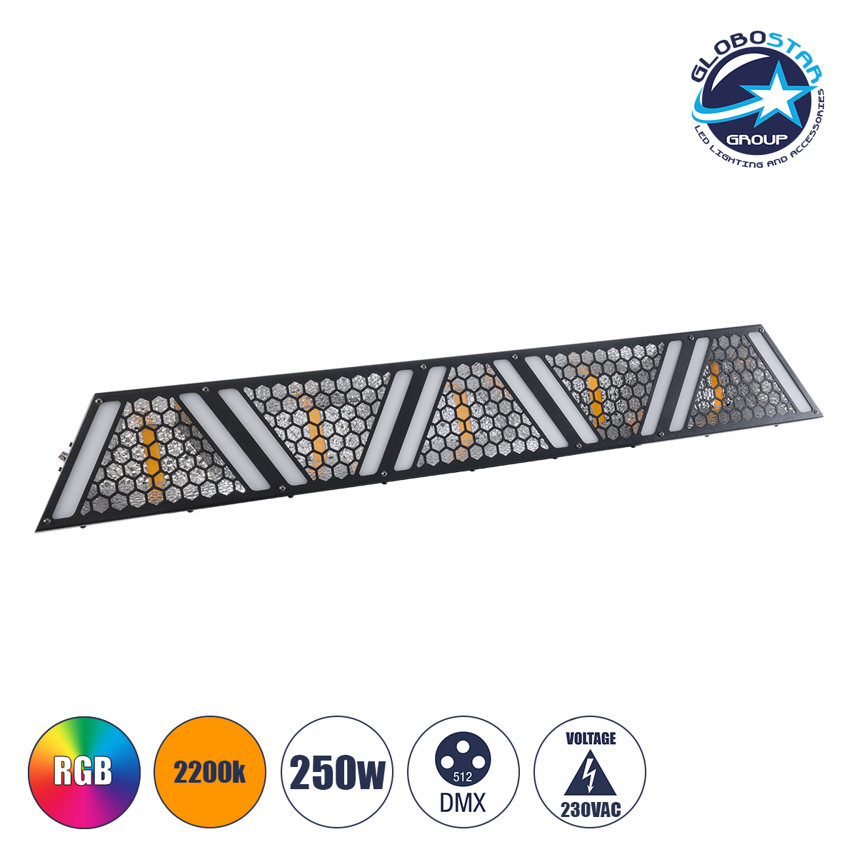51200_01 HEXA® HALO 51200 Stage Φωτιστικό Ειδικών Εφέ Digital Matrix Pixel & Blinder LED 295W 120° AC 220-240V IP20 5 x 50W COB Chip & 90 x 0.5W SMD5050 Chip Ultra Θερμό Λευκό 2200K & Πολύχρωμο RGB Dimmable DMX512 Protocol - Μ100 x Π13 x Υ10.5cm - 2 Χρόνια Εγγύηση - Image 1
