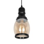 GLOBOSTAR® OLIVER 999-0188 Vintage Κρεμαστό Φωτιστικό Οροφής με Ντουί 1 x E27 AC 220-240V IP20 - Μελί & Μαύρο - Μ14 x Π14 x Υ30cm