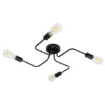 GLOBOSTAR® LIBERTA 00838 Vintage Φωτιστικό Οροφής με Ντουί 4 x E27 AC 220-240V IP20 - Μαύρο - Μ44.5 x Π44.5 x Υ12cm - Image 2
