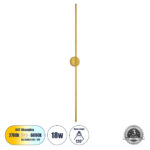 GLOBOSTAR® DIADEM 61334 Μοντέρνο Φωτιστικό Τοίχου - Απλίκα LED 18W 2160lm 120° AC 220-240V IP20 Ρυθμιζόμενο Λευκό CCT με On/Off 2700K/4500K/6000K - Lumileds SMD Chip - Χρυσό Βούρτσας - Μ10 x Π4 x Υ120cm - 3 Χρόνια Εγγύηση - Image 2