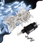 85834 Διακοσμητική Γιρλάντα 13 Μέτρα με Controller 8 Προγραμμάτων Εναλλαγών Φωτισμού - Επεκτεινόμενη 100 LED 3.6W AC 230V με Διάφανο Καλώδιο & Πρίζα Schuko Αδιάβροχη IP44 Ψυχρό Λευκό 6000K Μ13m - Image 2