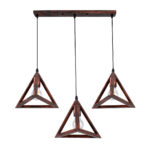 GLOBOSTAR® TRIANGLE 00623 Μοντέρνο Κρεμαστό Φωτιστικό Οροφής με Ντουί 3 x E27 AC 220-240V IP20 - Χάλκινο - Μ70 x Π22 x Y130cm - Image 2