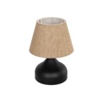GLOBOSTAR® PYRAMID 204-0057 Μοντέρνο Επιτραπέζιο Φωτιστικό Πορτατίφ με Ντουί 1 x E27 AC 220-240V IP20 - Μαύρο & Μπεζ - Μ22 x Π22 x Υ30cm - Image 2