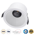 GLOBOSTAR® PLUTO-B 60260 Χωνευτό Downlight Σποτ με Honeycomb Anti Glare Reflector LED 15W 1950lm 38° AC 220-240V IP20 Φυσικό Λευκό 4500K - Bridgelux COB Chip & TÜV SÜD Driver - Λευκό Ματ - Μ10.4 x Π10.4 x Υ6.5cm / Q9.5cm - 5 Χρόνια Εγγύηση - Image 2