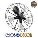 GLOBOSTAR® FAN 01163 Vintage Φωτιστικό Τοίχου - Απλίκα με Ντουί 5 x E27 AC 220-240V IP20 - Μαύρο - Μ22 x Π46 x Υ46cm
