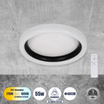 GLOBOSTAR® ARIANA 61034 Μοντέρνο Φωτιστικό Οροφής LED 55W 6376lm 120° AC 220-240V IP20 Ρυθμιζόμενο Λευκό CCT με Χειριστήριο από 2700K έως 6000K Dimmable - Lumileds SMD Chip - Λευκό Ματ & Μαύρο Ματ - Μ48 x Π48 x Υ9cm - 3 Χρόνια Εγγύηση - Image 2