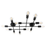 GLOBOSTAR® PIPING 00667-1 Vintage Φωτιστικό Οροφής με Ντουί 12 x E27 AC 220-240V IP20 - Μαύρο - Μ78.5 x Π9.5 x Υ64cm - Image 2