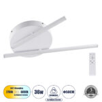 GLOBOSTAR® DRACO 61092 Μοντέρνο Φωτιστικό Οροφής LED 36W 4428lm 120° AC 220-240V IP20 Ρυθμιζόμενο Λευκό CCT με Χειριστήριο από 2700K έως 6000K Dimmable - Lumileds SMD Chip - Λευκό Ματ - Μ50 x Π50 x Υ6cm - 3 Χρόνια Εγγύηση - Image 2