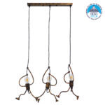 GLOBOSTAR® LITTLE MAN 00979 Μοντέρνο Κρεμαστό Φωτιστικό Οροφής με Ντουί 3 x E27 AC 220-240V IP20 - Χάλκινο - Μ70 x Π10 x Υ105cm