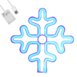 GloboStar® 78580 Φωτιστικό Ταμπέλα Φωτεινή Επιγραφή NEON LED Σήμανσης SNOWFLAKE 5W με Καλώδιο Τροφοδοσίας USB - Μπαταρίας 3xAAA (Δεν Περιλαμβάνονται) - Γαλάζιο - Image 2