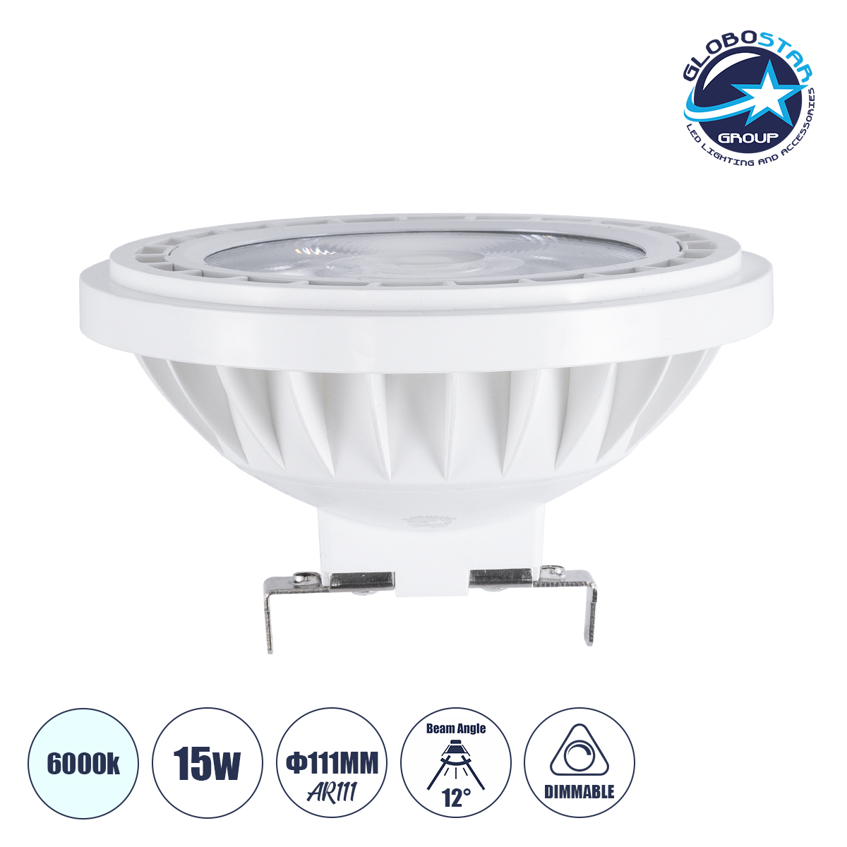 5d3276_115612_1 GloboStar® S-40002 Σποτ LED G53 AR111 15W 1500lm 12° AC 220-240V IP20 Φ11 x Υ7cm Ψυχρό Λευκό 6000K Dimmable - 1 Χρόνο Εγγύηση - Image 1