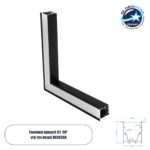 GLOBOSTAR® ALP-CORNER-SIDE90 RECESSA 61789 Χωνευτό Προφίλ Αλουμινίου Γωνία με Λευκό Γαλακτερό Πατητό Κάλυμμα για Ταινίες LED IP20 - Μαύρο Ματ - Μ30 x Π3.5 x Υ4cm