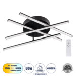 GLOBOSTAR® DRACO 61095 Μοντέρνο Φωτιστικό Οροφής LED 60W 7380lm 120° AC 220-240V IP20 Ρυθμιζόμενο Λευκό CCT με Χειριστήριο από 2700K έως 6000K Dimmable - Lumileds SMD Chip - Μαύρο Ματ - Μ60 x Π60 x Υ11cm - 3 Χρόνια Εγγύηση - Image 2