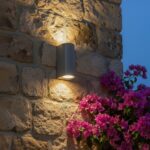 kelvo® MURANO KLV-101-0016 Φωτιστικό Τοίχου / Απλίκα για 2 Λάμπες MR16 με Ντουί GU10 AC 220-240V Αδιάβροχο IP65 - Γκρι Ανθρακί Ματ - Μ8 x Π8 x Υ15cm