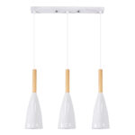 GLOBOSTAR® DILLON 00631 Μοντέρνο Κρεμαστό Φωτιστικό Οροφής με Ντουί 3 x E27 AC 220-240V IP20 - Λευκό & Μπεζ - Μ54 x Π14 x Υ130cm - Image 2