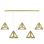 GLOBOSTAR® TRIANGLE 00610 Μοντέρνο Κρεμαστό Φωτιστικό Οροφής με Ντουί 5 x E27 AC 220-240V IP20 - Χρυσό - Μ170 x Π22 x Y130cm - Image 2