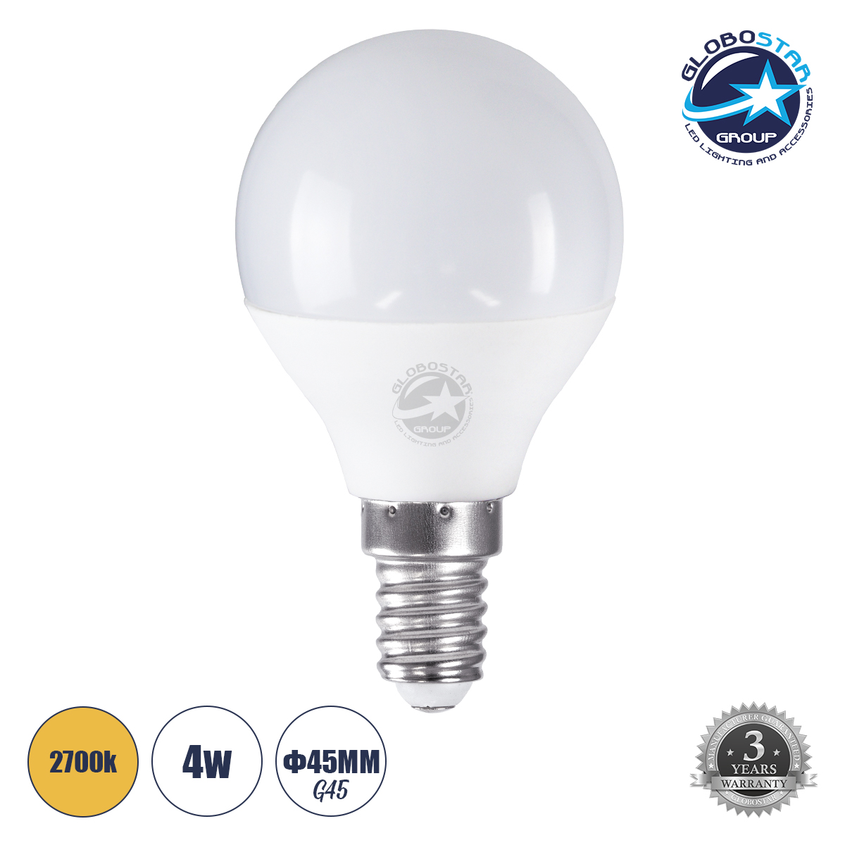 60014_01 GLOBOSTAR® SPHERE 60014 Λάμπα E14 G45 LED 4W 376lm 260° AC 220-240V IP20 Θερμό Λευκό 2700K - Lumileds SMD Chip - Λευκό Γαλακτερό - Μ4.5 x Π4.5 x Υ7.8cm - 3 Χρόνια Εγγύηση - Image 1