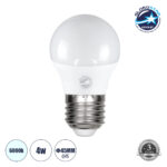 GLOBOSTAR® SPHERE 60018 Λάμπα E27 G45 LED 4W 400lm 260° AC 220-240V IP20 Ψυχρό Λευκό 6000K - Lumileds SMD Chip - Λευκό Γαλακτερό - Μ4.5 x Π4.5 x Υ7.8cm - 3 Χρόνια Εγγύηση