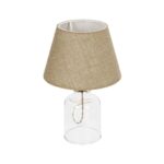 GLOBOSTAR® TRANS 204-0055 Μοντέρνο Επιτραπέζιο Φωτιστικό Πορτατίφ με Ντουί 1 x E27 AC 220-240V IP20 - Διάφανο & Μπεζ - Μ22 x Π22 x Υ34cm - Image 2
