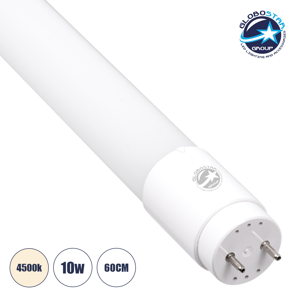 60136_1 GLOBOSTAR® TUBIO 60136 Λάμπα T8 G13 Τύπου Φθορίου 60cm LED 10W 1050lm 220° AC 220-240V IP20 Φυσικό Λευκό 4500K - Lumileds SMD Chip - Λευκό Γαλακτερό - Μ60 x Π2.7 x Υ2.7cm - 3 Χρόνια Εγγύηση - Image 1