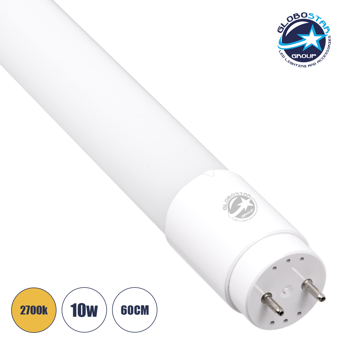 60137_1 GLOBOSTAR® TUBIO 60137 Λάμπα T8 G13 Τύπου Φθορίου 60cm LED 10W 1010lm 220° AC 220-240V IP20 Θερμό Λευκό 2700K - Lumileds SMD Chip - Λευκό Γαλακτερό - Μ60 x Π2.7 x Υ2.7cm - 3 Χρόνια Εγγύηση - Image 1