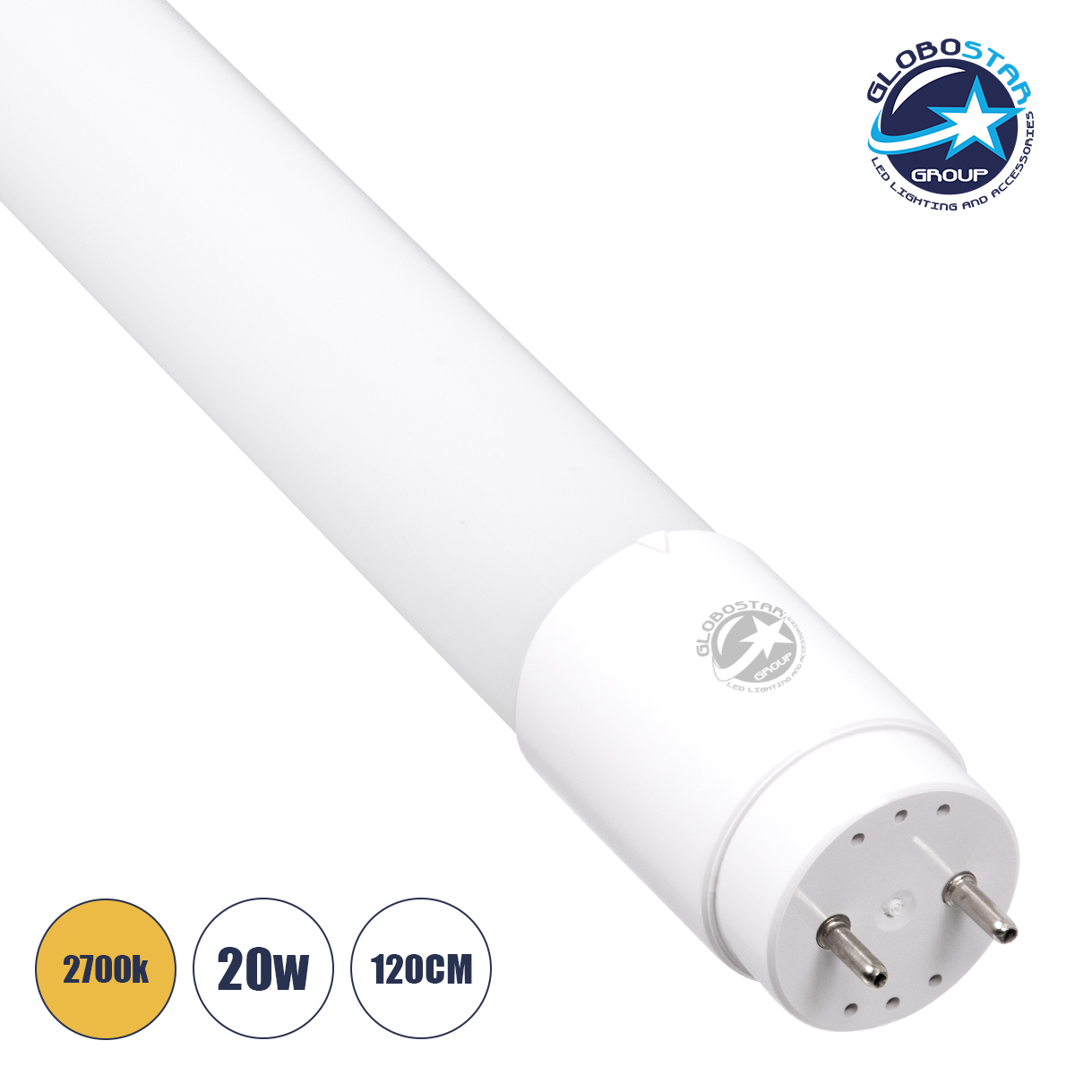 60143_1 GLOBOSTAR® TUBIO 60143 Λάμπα T8 G13 Τύπου Φθορίου 120cm LED 20W 2019lm 220° AC 220-240V IP20 Θερμό Λευκό 2700K - Lumileds SMD Chip - Λευκό Γαλακτερό - Μ120 x Π2.7 x Υ2.7cm - 3 Χρόνια Εγγύηση - Image 1