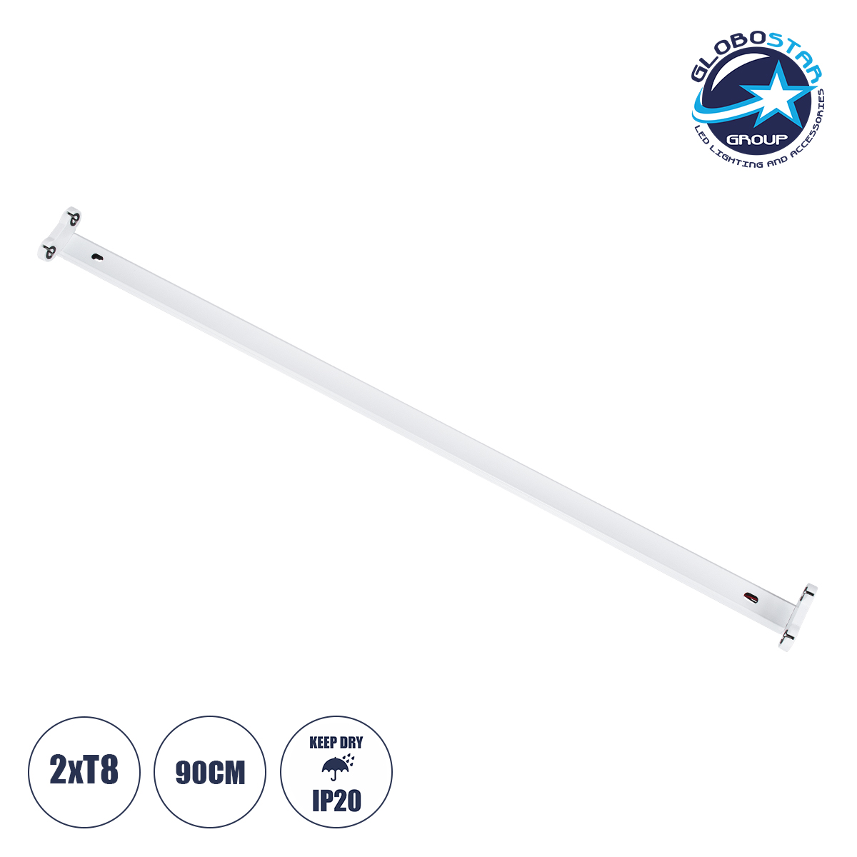 60152_1 GloboStar® TUBATO 60152 Μεταλλικό Σκαφάκι για 2 x Λάμπες 90CM T8 G13 LED AC 220-240V IP20 Μ90 x Π7.2 x Υ4cm - 5 Χρόνια Εγγύηση - Image 1