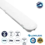 GLOBOSTAR® EMERGANO 60179 60cm Γραμμικό Βιομηχανικό Φωτιστικό Tri-Proof Τεχνολογίας Emergency με Ενσωματωμένη Μπαταρία Li-Ion 3.7V 2600mAH & Αυτονομία 3 Ώρες LED 24W 3120lm 120° AC 220-240V Αδιάβροχο IP65 Ψυχρό Λευκό 6000K - LUMILEDs SMD Chip & TÜV SÜD Driver - Γκρι με Γαλακτερό Κάλυμμα Πλαστικό PC - Μ60 x Π10.5 x Υ8cm - 5 Χρόνια Εγγύση