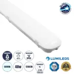 GLOBOSTAR® EMERGANO 60180 120cm Γραμμικό Βιομηχανικό Φωτιστικό Tri-Proof Τεχνολογίας Emergency με Ενσωματωμένη Μπαταρία Li-Ion 3.7V 5000mAH & Αυτονομία 3 Ώρες LED 48W 6240lm 120° AC 220-240V Αδιάβροχο IP65 Ψυχρό Λευκό 6000K - LUMILEDs SMD Chip & TÜV SÜD Driver - Γκρι με Γαλακτερό Κάλυμμα Πλαστικό PC - Μ120 x Π10.5 x Υ8cm - 5 Χρόνια Εγγύση