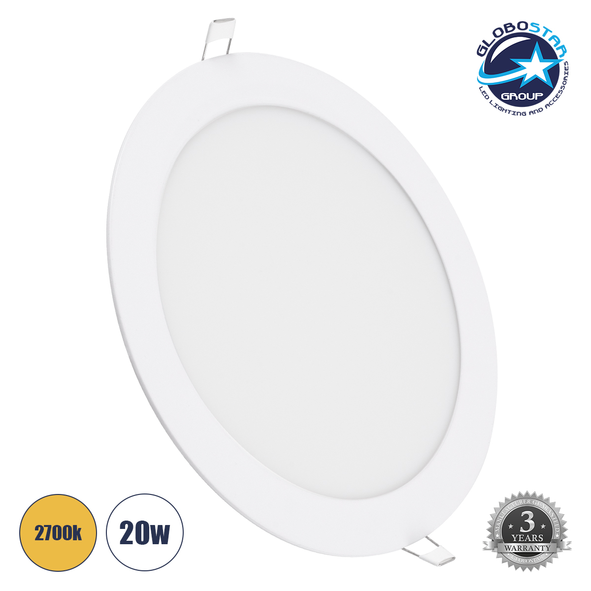 60190_1 GLOBOSTAR® PANELO 60190 Χωνευτό Panel Οροφής LED 20W 2060lm 120° AC 220-240V IP20 Θερμό Λευκό 2700K - Lumileds SMD Chip & TÜV SÜD Driver - Λευκό Γαλακτερό - Μ22.2 x Π22.2 x Υ1.9cm / Q20cm - 3 Χρόνια Εγγύηση - Image 1