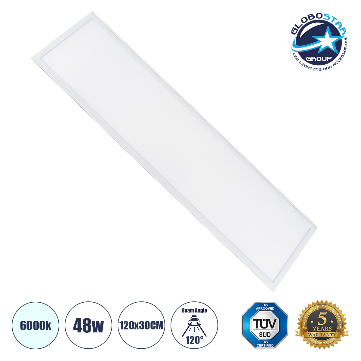 60212_01 GLOBOSTAR® PANELETI 60212 Χωνευτό Panel Οροφής 120x30 LED 48W 4800lm 120° UGR<19 AC 220-240V IP20 Ψυχρό Λευκό 6000K - Lumileds SMD Chip & TÜV SÜD Driver - Λευκό Γαλακτερό - Μ120 x Π30 x Υ1.5cm / Q116 x 26cm - 5 Χρόνια Εγγύηση - Image 1