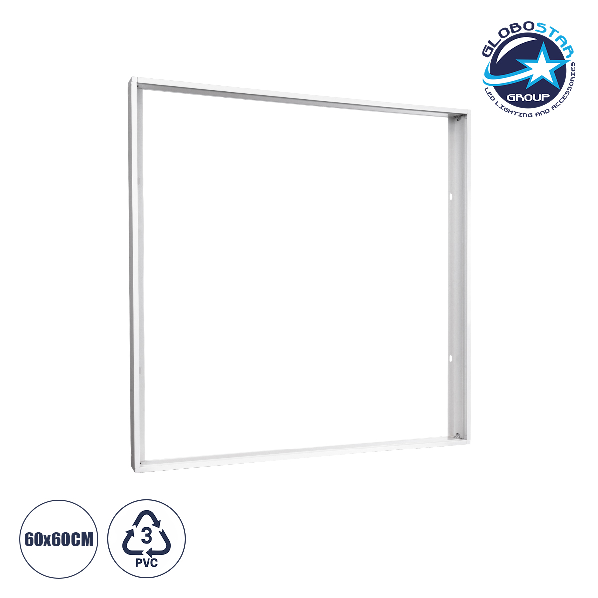 60220_1 GLOBOSTAR® PANELBASE 60220 Επιτοίχιο Πλαίσιο Στήριξης Ειδικό για Πάνελ 60x60cm - Μ60 x Π60 x Υ4.5cm - Image 1