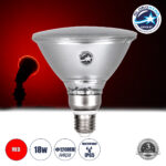 GLOBOSTAR® GARDENPAR 60229 Σποτ E27 PAR38 Σκληρού Υάλου LED 18W 900lm 60° AC 220-240V Αδιάβροχο IP65 Κόκκινο - Μ12 x Π12 x Υ13cm - 3 Χρόνια Εγγύηση