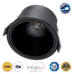 GLOBOSTAR® PLUTO-B 60263 Χωνευτό Downlight Σποτ με Honeycomb Anti Glare Reflector LED 15W 1875lm 38° AC 220-240V IP20 Θερμό Λευκό 2700K - Bridgelux COB Chip & TÜV SÜD Driver - Μαύρο Ματ - Μ10.4 x Π10.4 x Υ6.5cm / Q9.5cm - 5 Χρόνια Εγγύηση