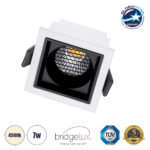 GLOBOSTAR® PLUTO-S 60264 Χωνευτό Downlight Σποτ με Honeycomb Anti Glare Reflector LED 7W 910lm 38° AC 220-240V IP20 Φυσικό Λευκό 4500K - Bridgelux COB Chip & TÜV SÜD Driver - Λευκό & Μαύρο Ματ - Μ6.4 x Π6.4 x Υ4.9cm / Q5.5 x 5.5cm - 5 Χρόνια Εγγύηση