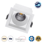 GLOBOSTAR® PLUTO-M 60272 Χωνευτό Downlight Φωτιστικό Σποτ με Honeycomb Anti Glare Reflector LED 10W 1300lm 38° AC 220-240V IP20 Φυσικό Λευκό 4500K - Bridgelux COB Chip & TÜV SÜD Driver - Λευκό Ματ - Μ8.4 x Π8.4 x Υ5.9cm / Q7.5 x 7.5cm - 5 Χρόνια Εγγύηση