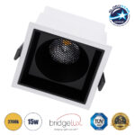 GLOBOSTAR® PLUTO-B 60277 Χωνευτό Downlight Σποτ με Honeycomb Anti Glare Reflector LED 15W 1875lm 38° AC 220-240V IP20 Θερμό Λευκό 2700K - Bridgelux COB Chip & TÜV SÜD Driver - Λευκό & Μαύρο Ματ - Μ10.4 x Π10.4 x Υ6.5cm / Q9.5 x 9.5cm - 5 Χρόνια Εγγύηση